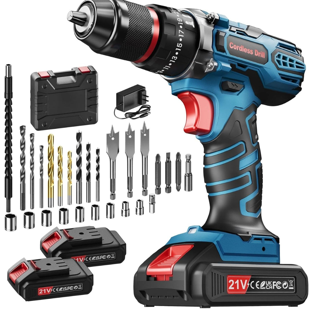 Trapano avvitatore a percussione senza fili 21 V – Kit da 29 pezzi