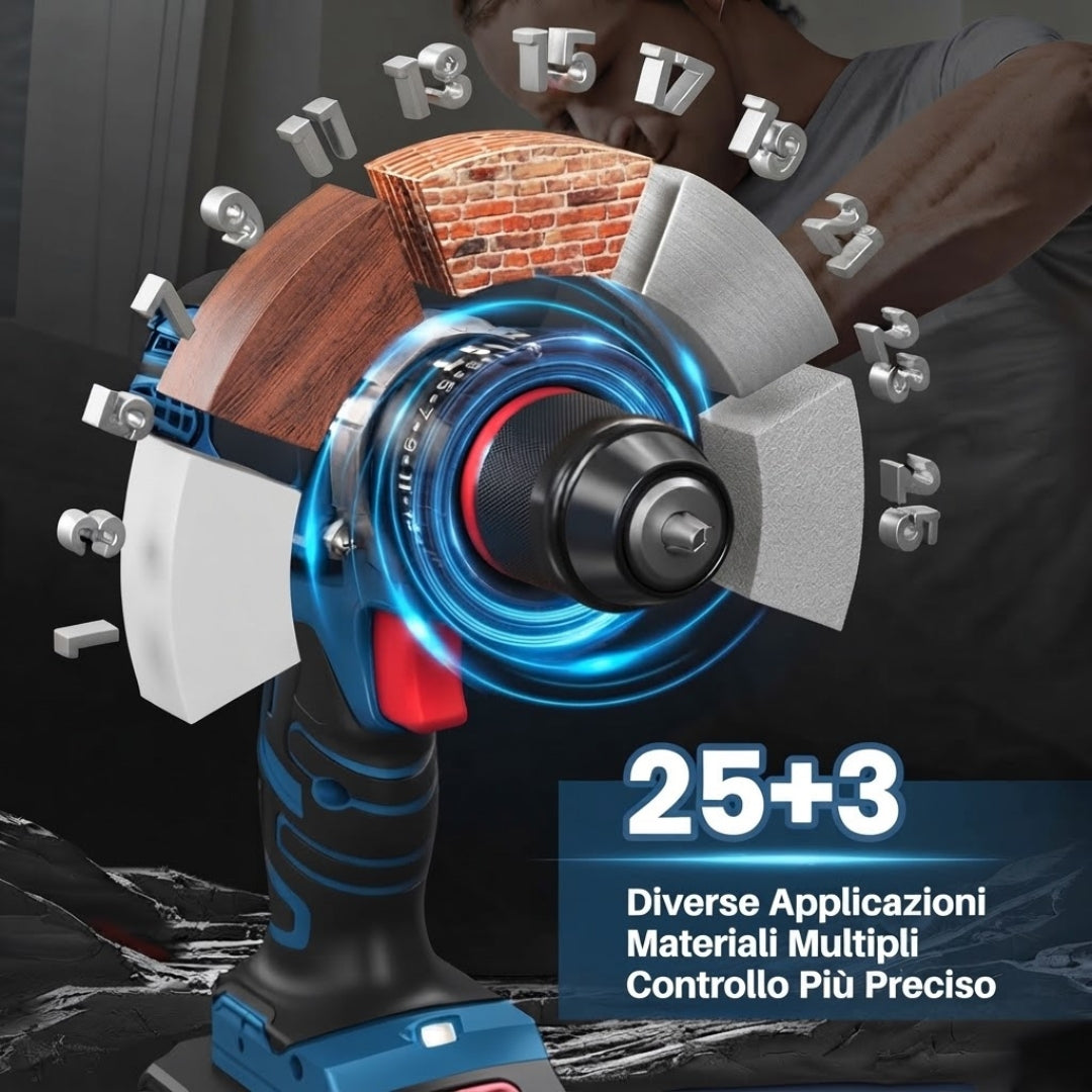 Trapano avvitatore a percussione senza fili 21 V – Kit da 29 pezzi