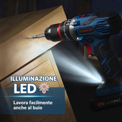 Trapano avvitatore a percussione senza fili 21 V – Kit da 29 pezzi