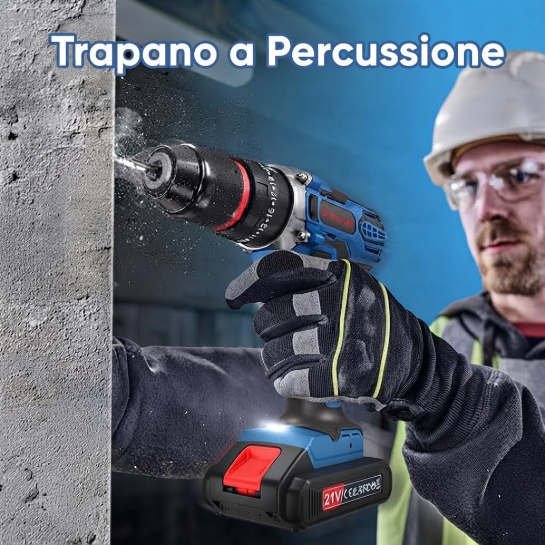Trapano avvitatore a percussione senza fili 21 V – Kit da 29 pezzi