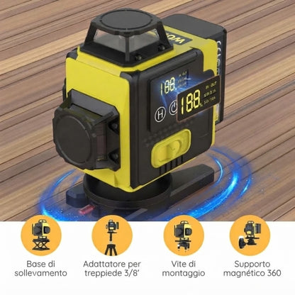 Livella laser 4D 360° con autolivellamento automatico